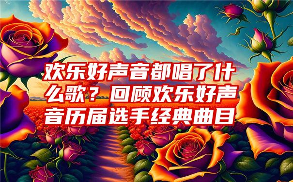 欢乐好声音都唱了什么歌？回顾欢乐好声音历届选手经典曲目