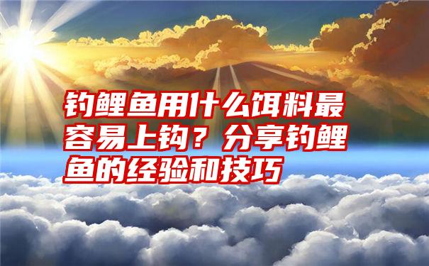 钓鲤鱼用什么饵料最容易上钩？分享钓鲤鱼的经验和技巧