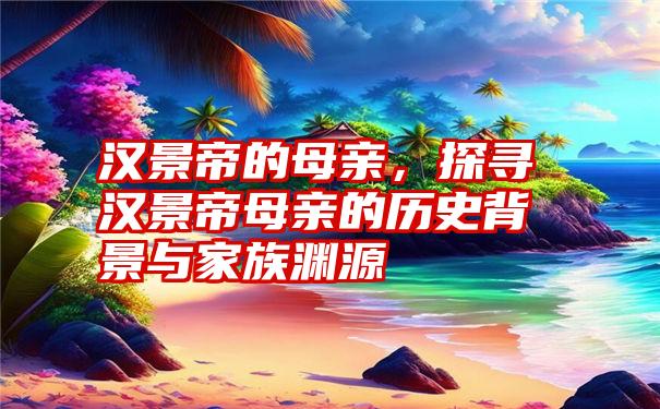 汉景帝的母亲，探寻汉景帝母亲的历史背景与家族渊源