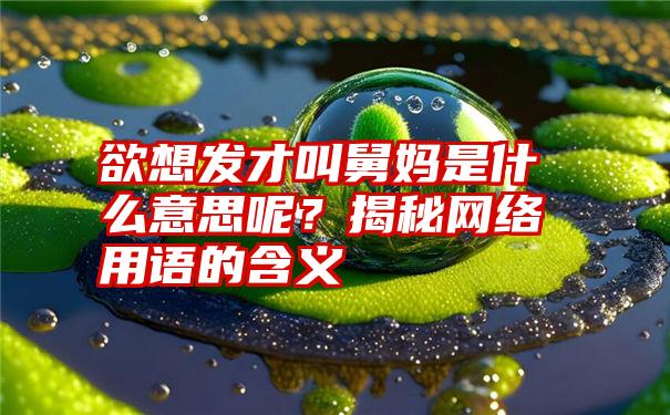 欲想发才叫舅妈是什么意思呢？揭秘网络用语的含义