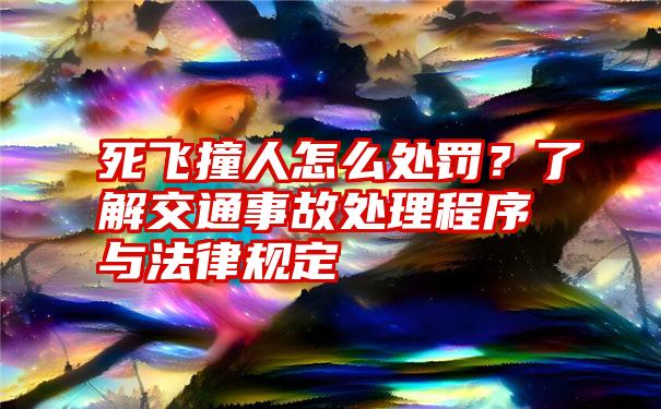 死飞撞人怎么处罚？了解交通事故处理程序与法律规定