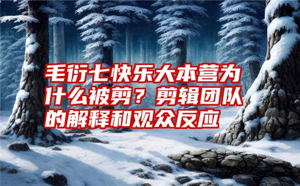 毛衍七快乐大本营为什么被剪？剪辑团队的解释和观众反应