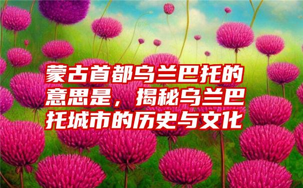 蒙古首都乌兰巴托的意思是，揭秘乌兰巴托城市的历史与文化