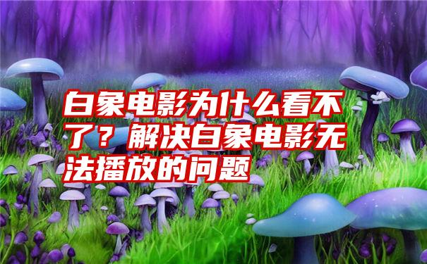 白象电影为什么看不了？解决白象电影无法播放的问题