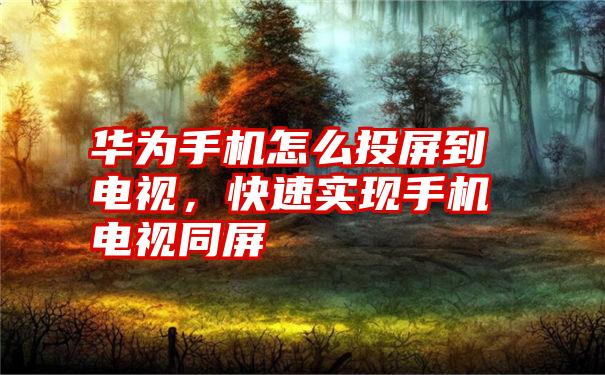 华为手机怎么投屏到电视，快速实现手机电视同屏