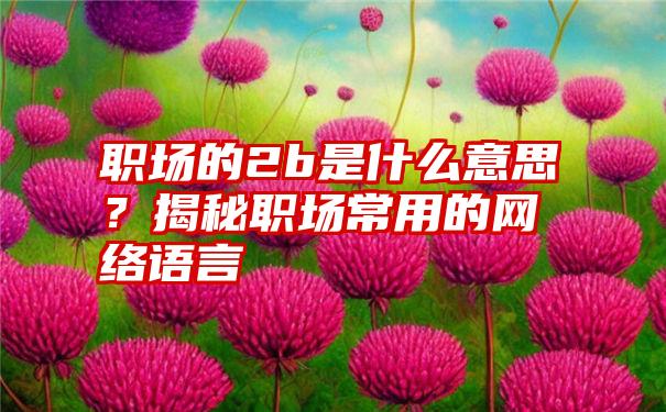 职场的2b是什么意思？揭秘职场常用的网络语言