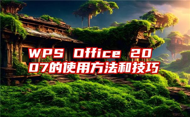 WPS Office 2007的使用方法和技巧