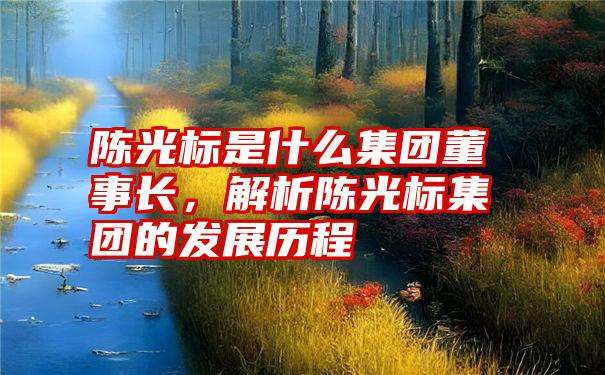 陈光标是什么集团董事长，解析陈光标集团的发展历程