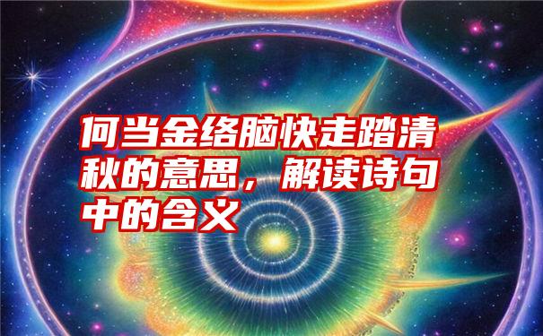 何当金络脑快走踏清秋的意思，解读诗句中的含义