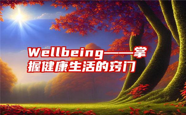 Wellbeing——掌握健康生活的窍门