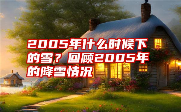 2005年什么时候下的雪？回顾2005年的降雪情况