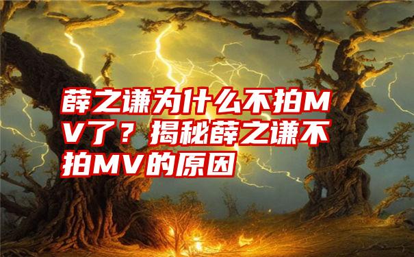 薛之谦为什么不拍MV了？揭秘薛之谦不拍MV的原因