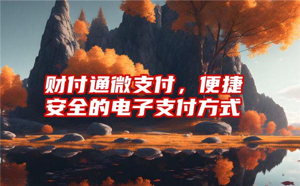 财付通微支付，便捷安全的电子支付方式