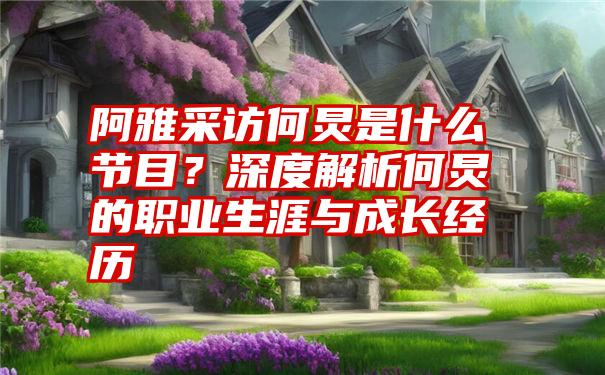 阿雅采访何炅是什么节目？深度解析何炅的职业生涯与成长经历