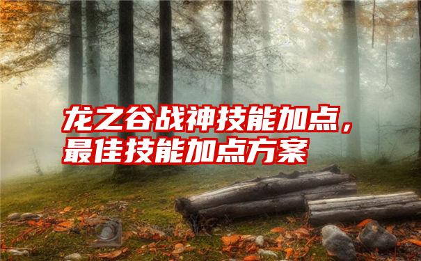 龙之谷战神技能加点，最佳技能加点方案