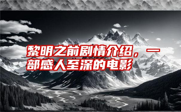 黎明之前剧情介绍，一部感人至深的电影