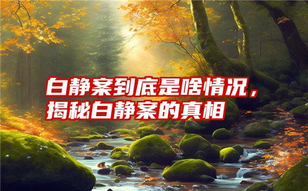 白静案到底是啥情况，揭秘白静案的真相