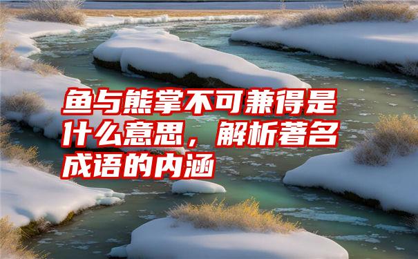 鱼与熊掌不可兼得是什么意思，解析著名成语的内涵