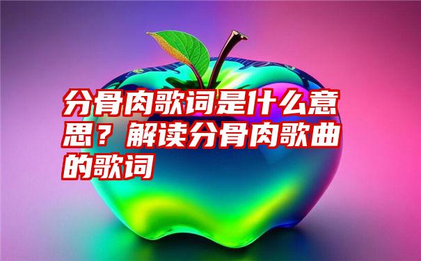 分骨肉歌词是什么意思？解读分骨肉歌曲的歌词