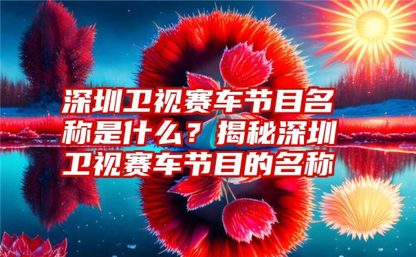 深圳卫视赛车节目名称是什么？揭秘深圳卫视赛车节目的名称