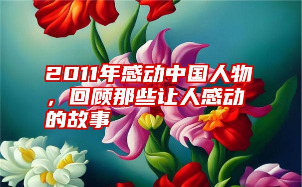 2011年感动中国人物，回顾那些让人感动的故事