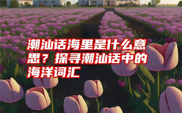 潮汕话海里是什么意思？探寻潮汕话中的海洋词汇