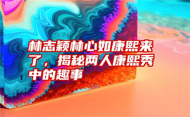 林志颖林心如康熙来了，揭秘两人康熙秀中的趣事