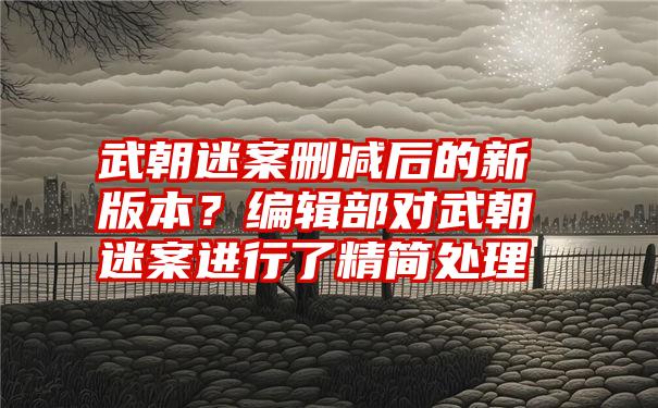 武朝迷案删减后的新版本？编辑部对武朝迷案进行了精简处理