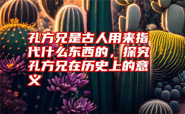 孔方兄是古人用来指代什么东西的，探究孔方兄在历史上的意义