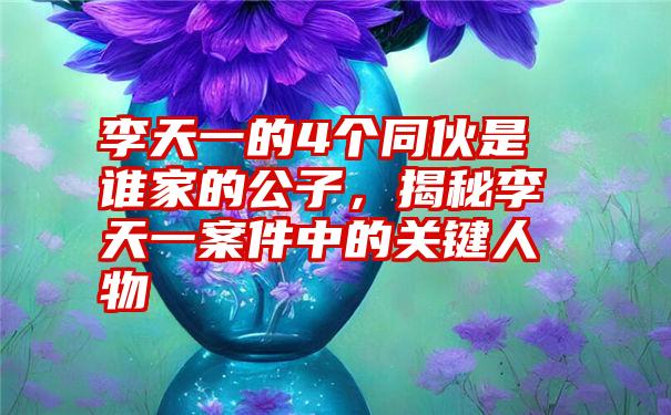 李天一的4个同伙是谁家的公子，揭秘李天一案件中的关键人物