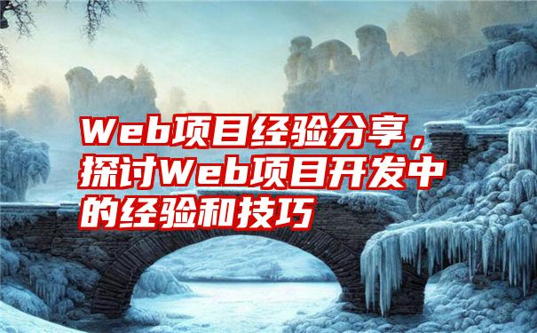 Web项目经验分享，探讨Web项目开发中的经验和技巧