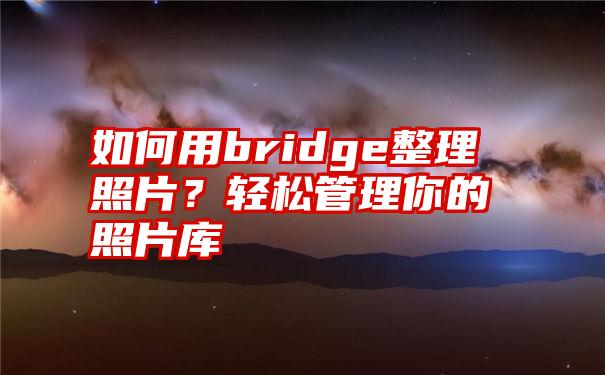 如何用bridge整理照片？轻松管理你的照片库