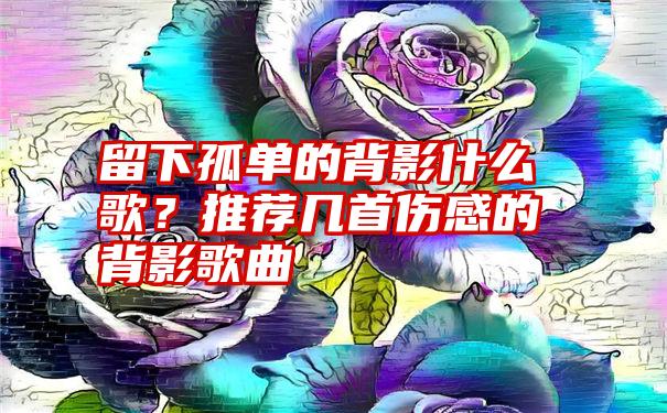 留下孤单的背影什么歌？推荐几首伤感的背影歌曲