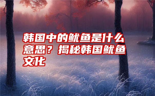 韩国中的鱿鱼是什么意思？揭秘韩国鱿鱼文化