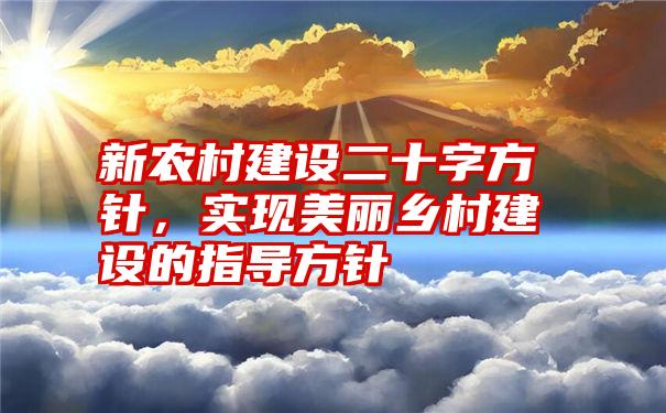 新农村建设二十字方针，实现美丽乡村建设的指导方针